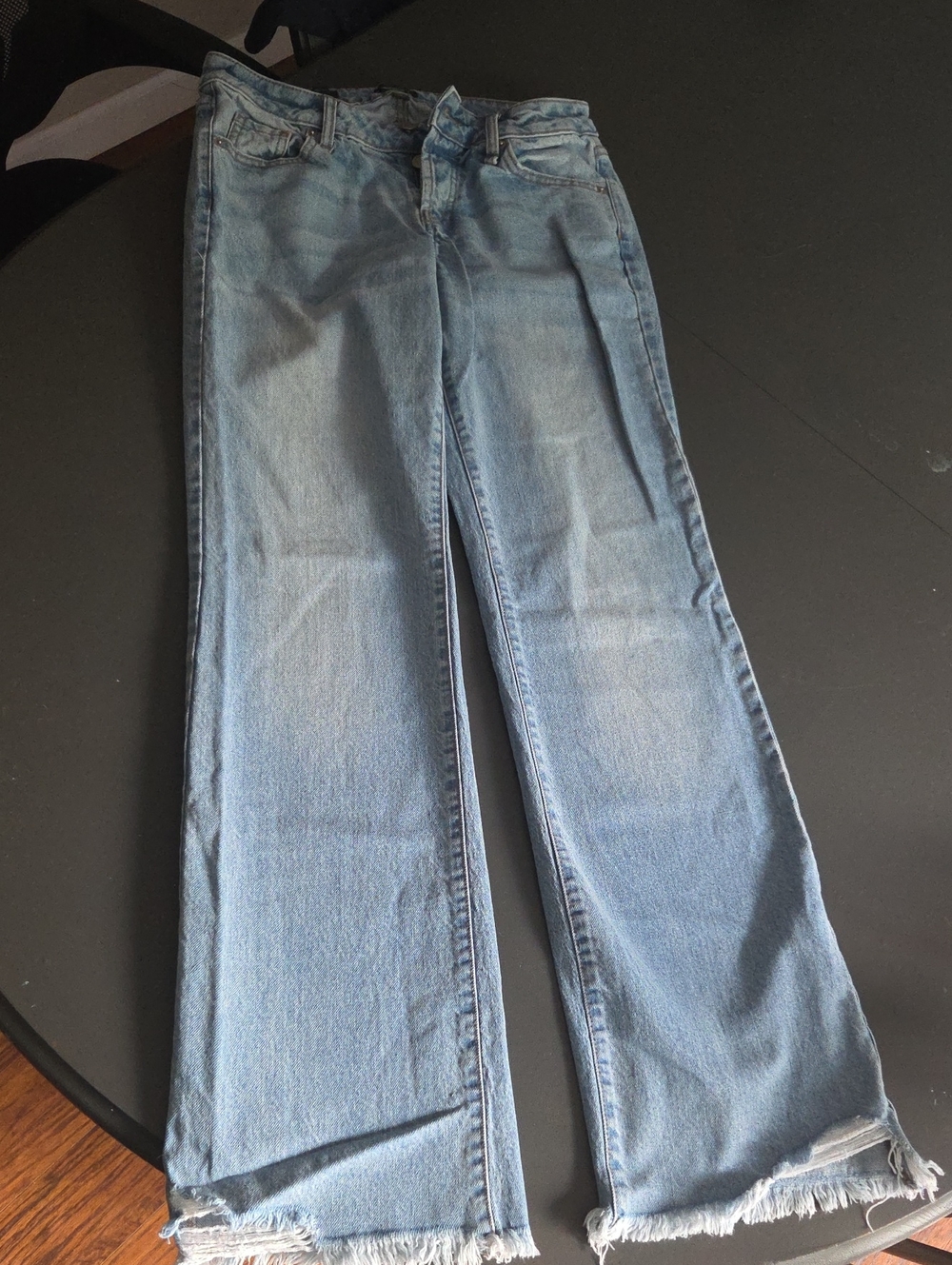 wild fable Medium Light Blue Wide-Leg Jeans with Raw Hem